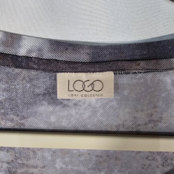 LOGO by Lori Goldstein Black and Gray Button Down Shirt - Picture 2 of 10
